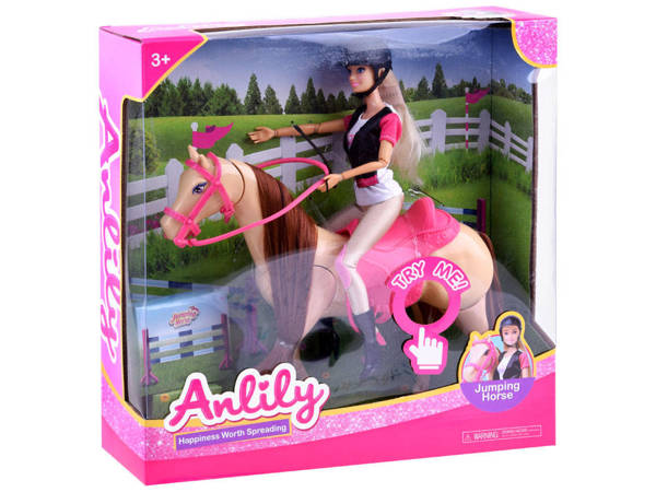 Lalka Anlily Dżokejka z koniem chodzący koń ZA2454
