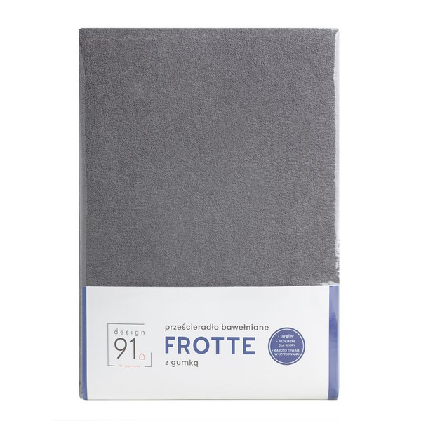 Prześcieradło frotte z gumką 90x200+20cm 170 stalowy