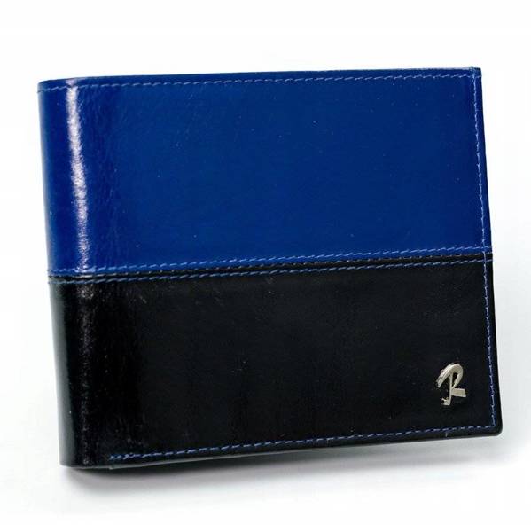 Skórzany portfel poziomy dwukolorowy składany 