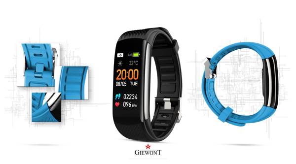 Smartband Giewont Czarny GW200-7 + Pasek Niebieski