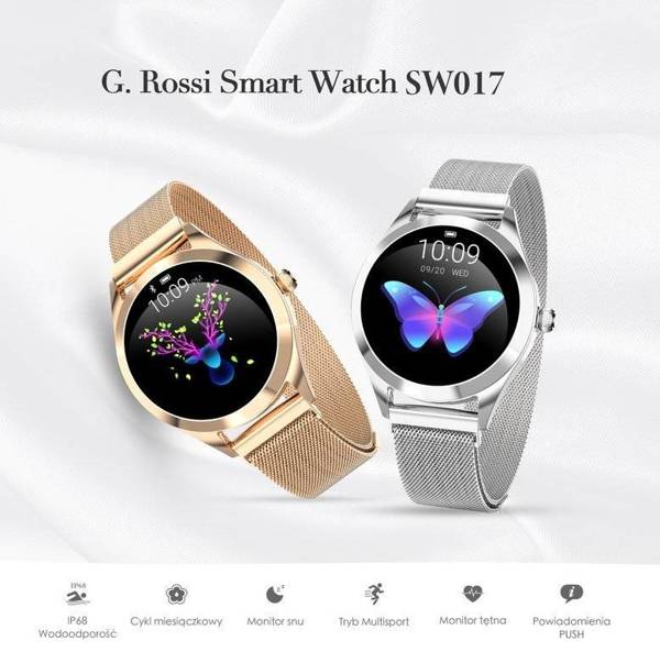 Smartwatch Damski G. Rossi SW017-9 silver/black (sg011c)