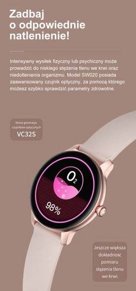 Smartwatch Damski G. Rossi SW020-4 - Ciśnieniomierz, Pulsoksymetr (sg013d)