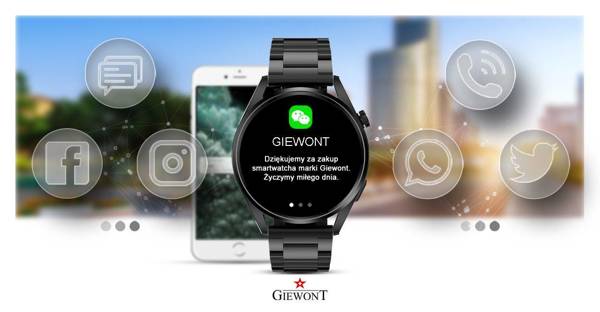 Smartwatch Giewont GW450-1 Czarny + Pasek Czarny Silikonowy