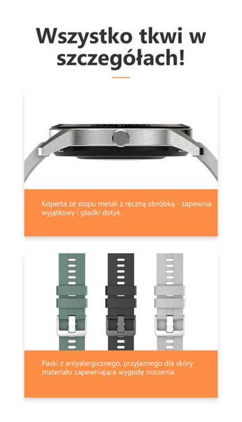 Smartwatch Męski G. Rossi SW018-2 silver/gray (sg012b) Własne Tarcze