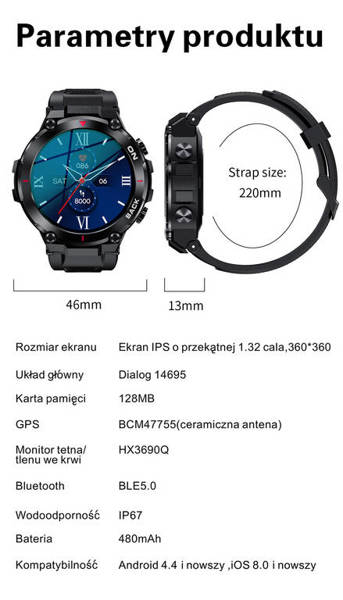 Smartwatch Męski Gravity GT8-2 - z GPS (sg017b)