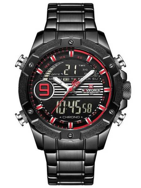 Zegarek Męski Naviforce - NF9146S (zn089b) - Black/Red + Box