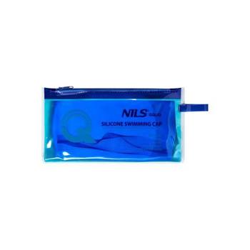 NQC Jednokolorowy Niebieski Czepek Silikonowy Do Długich Włosów Nils Aqua