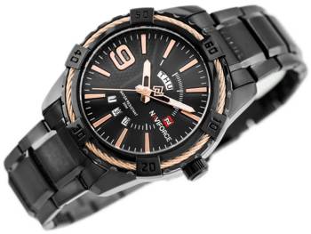 Zegarek Męski Naviforce - NF9117 (zn059c) - Black/Rosegold + Box